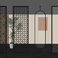 Screen partition glass partition hollow partition porch partition metal partition living room partition 3d model