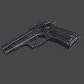 Black Metallic Pistol Firearm Weapon With Detailed Grip And Trigger Design