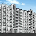 Modern Residential Building Simple House Multi-storey Residence 3d model