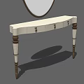Classic Dressing Table With Oval Mirror White Tabletop And Decorative Legs