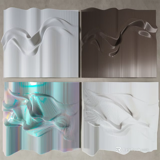 Modern Abstract 3D Textured Wall Decor With Wavy Patterns And Multicolor Designs For Interior 3d model 