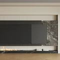 Modern TV Wall Interior With Black Panel Marble Accent And Ornate Decor 3d model
