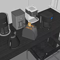 Modern Kitchen Table With Various Small Appliances Including Coffee Maker Toaster And Electric Kettle 3d model