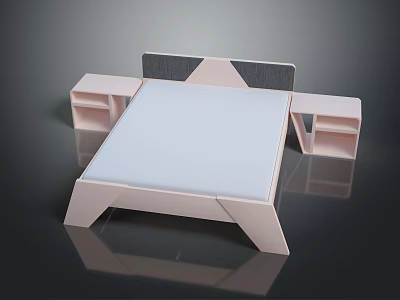 Modern Double Bed With Sleek Headboard And Side Bedside Tables Design 3d model