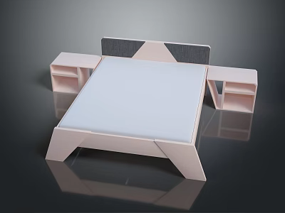 Modern Double Bed With Sleek Headboard And Side Bedside Tables Design 3d model