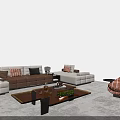 Modern Sofa Coffee Table Set With Leather Upholstery Glass Top And Decorative Pillows