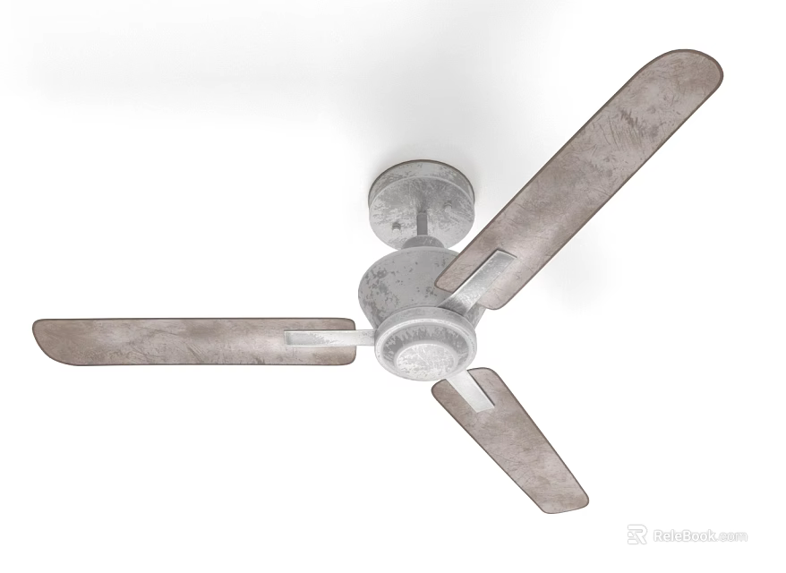 Air Conditioner Fan With Three Metallic Blades And Sleek Design For Ceiling Use 3d model 