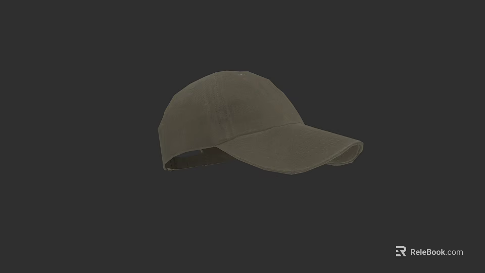 Gray Baseball Cap With Simple Design Against Black Background 3d model 