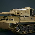 Military Sand Colored Tank Featuring White Striped Barrel Tracks And Number 2 Marking