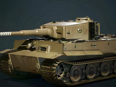 Military Sand Colored Tank Featuring White Striped Barrel Tracks And Number 2 Marking 3d model