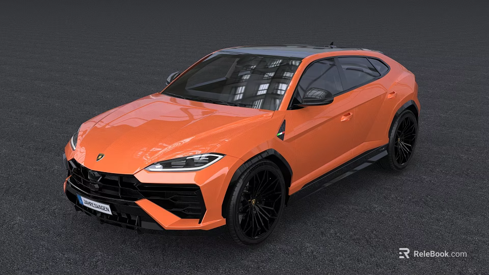 Orange Lamborghini SUV Sleek Sporty Exterior Design With Black Wheels And Luxury Styling 3d model 