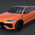 Orange Lamborghini SUV Sleek Sporty Exterior Design With Black Wheels And Luxury Styling