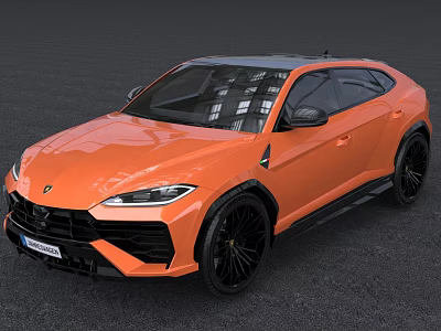 Orange Lamborghini SUV Sleek Sporty Exterior Design With Black Wheels And Luxury Styling 3d model