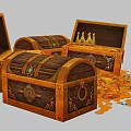 Open Treasure Chests Filled With Gold Coins Bars And Jewelry Scattered Around Them