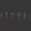Detailed Wooden Architectural Frame Models With Various Heights And Shapes