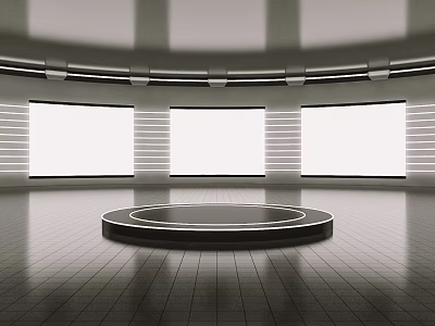 Modern Display Shelves With Circular Platform And Ambient Lighting Design 3d model