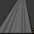 Construction Site Metal Structure Platform With Yellow Black Warning Strips And Safety Rails