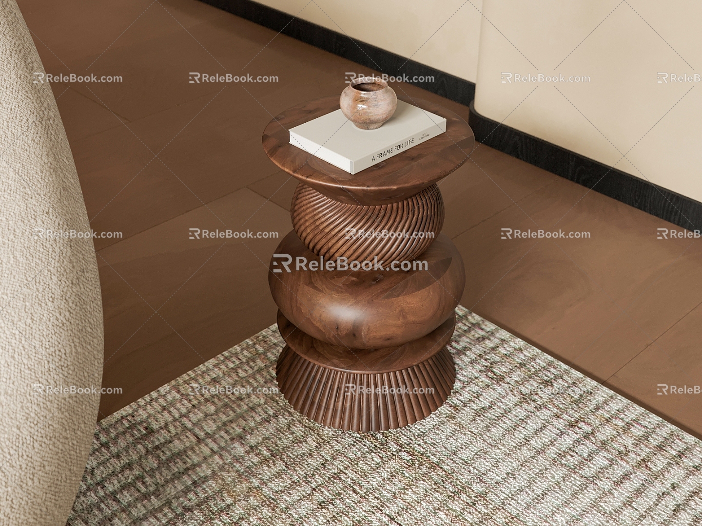 Middle ancient side table corner table small coffee table 3d model