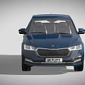 Blue Modern Sedan Car With Stylish Front Headlights And Alloy Wheels
