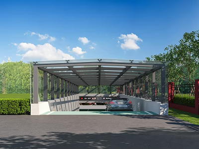 Modern High Quality Glass Steel Sunshade Canopy For Underground Parking Lot Entrance Protection 3d model