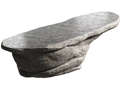 Stone Dining Table With Natural Rock Texture Surface And Organic Shaped Base 3d model