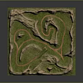 Detailed Terrain Model With Rolling Mountains Green Grasslands And Winding Paths