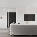 Modern Open Living Dining Room Interior With White Sofa Coffee Table Plants And Cabinets