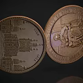 Bronze Commemorative Coins As Daily Living Items With Architectural Figural Designs And Military Academy Inscriptions