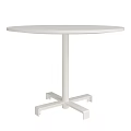 Round White Dining Table with Single Column Base and Cross Shaped Support 3d model