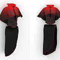 Stylish Red Cape With Intricate Patterns And Black Skirt Decorative Edges