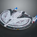 Futuristic Spaceship Model With White Hull Blue Red Thrusters And Detailed Structure 3d model