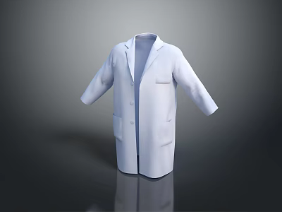 White Lab Coat With Lapel Collar Long Sleeves And Front Pockets 3d model