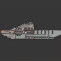 Military Armored Vehicle With Red Gray Metal Structure And Tactical Flatbed Design