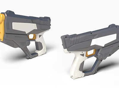 Electric Toy Guns With Gray White Yellow Modern Design For Kids Interactive Play 3d model