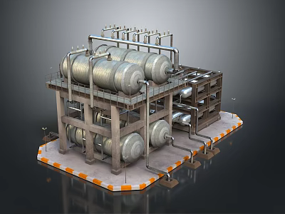 Large Scale Industrial Equipment Setup With Metal Tanks Pipes And Multi layer Structure 3d model