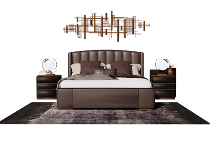 Modern background double bed double bed set 3d model