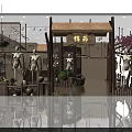 Natural Style Clothing Store Interior with Wooden Decor Mannequins and Green Plants