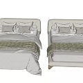 Modern Double Bed With Cozy Neutral Tones Bedding Soft Pillows And Striped Blanket