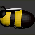 Cute Cartoon Bee Figure With Yellow Black Body And White Wings