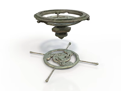 Bronze Sculptures With Intricate Carving And Decorative Circular Cross Structures 3d model