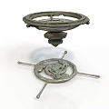 Bronze Sculptures With Intricate Carving And Decorative Circular Cross Structures