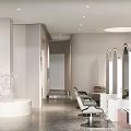 Modern Beauty Hair Salon Interior With Open Space White Decor Hairdressing Chairs And Mirrors