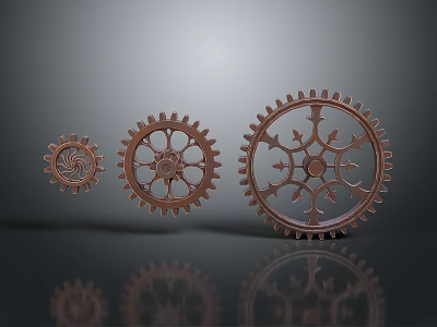 Copper Gears For Hardware Tools With Different Sizes And Intricate Designs 3d model