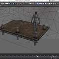 Wooden Bridge Platform With Wooden Planks And Post Supports And Human Figure