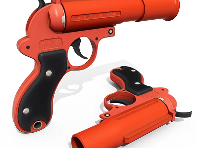 Orange And Black Toy Gun Design With Black Grip Barrel And Trigger 3d model