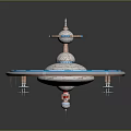 Futuristic Cosmic Space Station Design With Multi Ring Structure And Spire Top 3d model