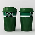 Starbucks Green Coffee Cups with Lid and Striped Design Featuring Brand Logo