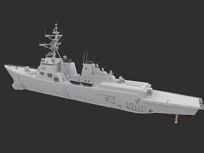 Modern Warship 3D Model With Detailed Superstructure Antennas And Deck Equipment 3d model