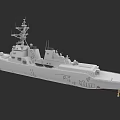 Modern Warship 3D Model With Detailed Superstructure Antennas And Deck Equipment