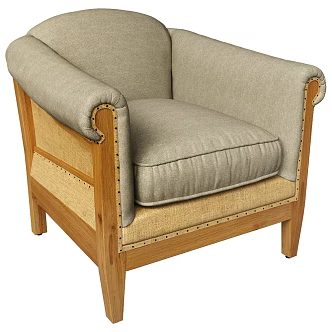 Middle Style Single Sofa 3d model
